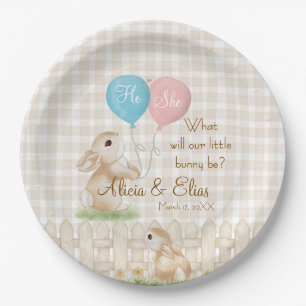 What Will Our Little Bunny Be?  Gender Reveal Paper Plate