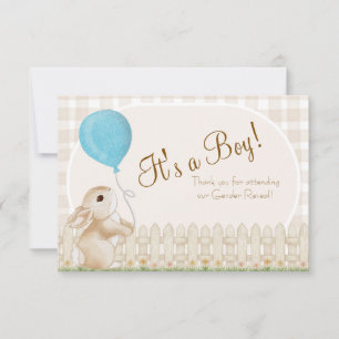 What Will Our Little Bunny Be? Gender Reveal Thank You Card