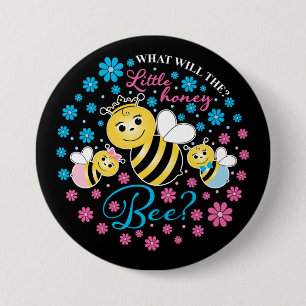What Will The Little Honey Bee Gender Reveal 7.5 Cm Round Badge