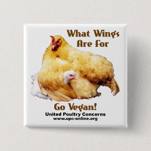 What Wings Are For - Go Vegan 15 Cm Square Badge