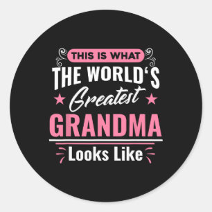 What World's Greatest Grandma Looks Like Mothers D Classic Round Sticker