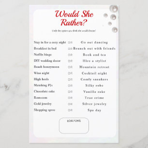 What Would She Choose? pearl Bridal Shower game