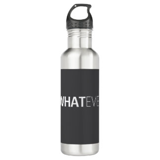 'WHATEVER' BLACK STAINLESS STEEL WATER BOTTLE