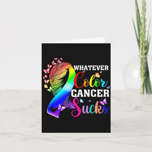 Whatever Colour Cancer Sucks Awareness Colourful Card (Front)