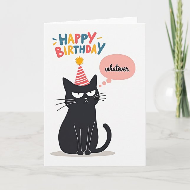 Whatever Feline Birthday Card (Front)