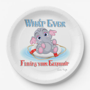 Whatever Floats Your Baby Elephant Paper Plate