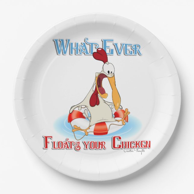 Whatever Floats Your Chicken Paper Plate (Front)