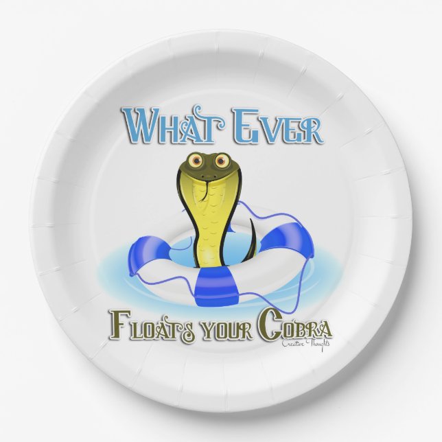 Whatever Floats Your Cobra Paper Plate (Front)