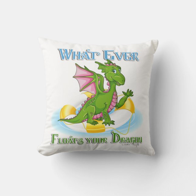 Whatever Floats Your Dragon Cute Cushion (Front)