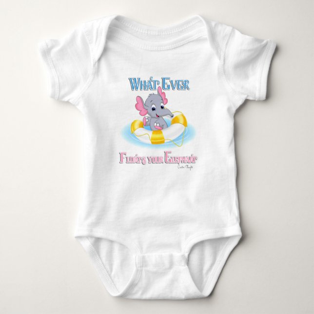 Whatever Floats Your Elephant 3 Baby Bodysuit (Front)