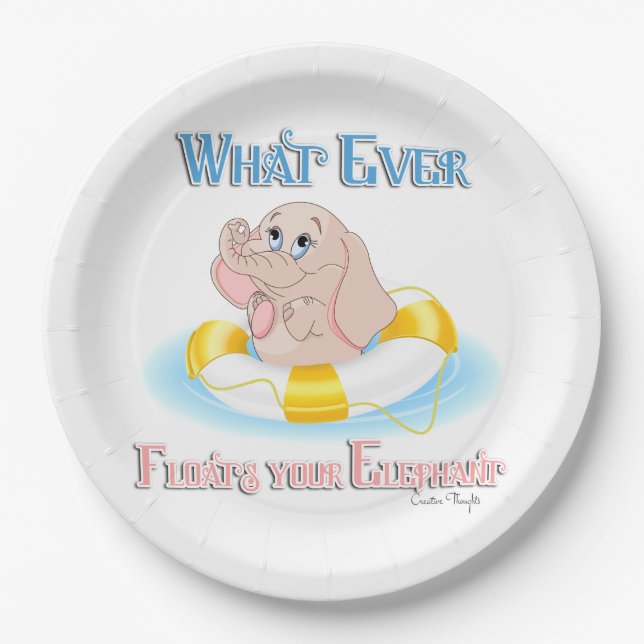 Whatever Floats Your Elephant 4 Paper Plate (Front)