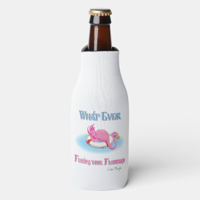 Whatever Floats Your Flamingo 3 Bottle Cooler (Bottle Front)