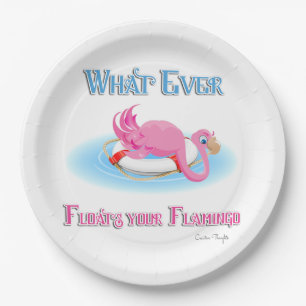 Whatever Floats Your Flamingo 3 Paper Plate