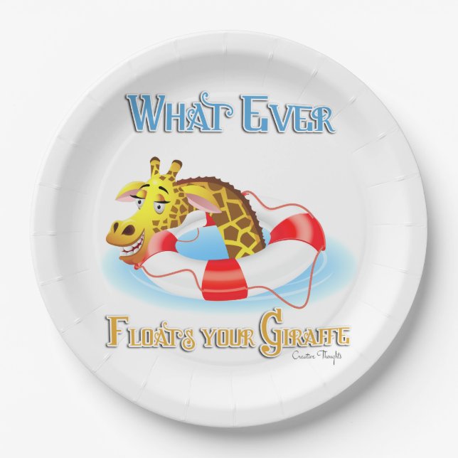 Whatever Floats Your Giraffe 2 Paper Plate (Front)