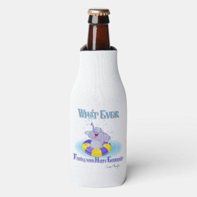 Whatever Floats Your Happy Elephant Bottle Cooler (Bottle Front)
