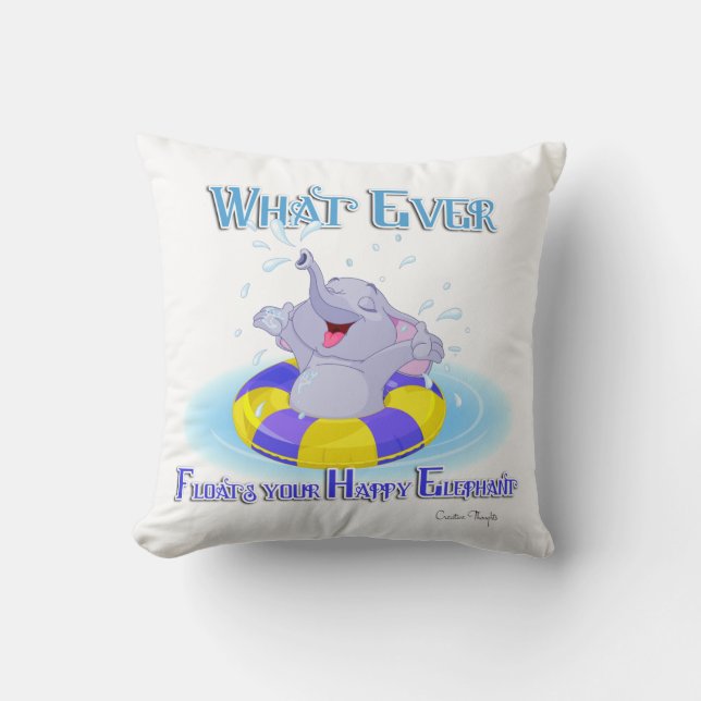 Whatever Floats Your Happy Elephant Cushion (Front)