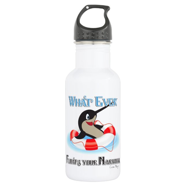 Whatever Floats your Narwhal Meme 532 Ml Water Bottle (Front)