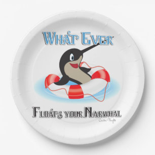 Whatever Floats your Narwhal Meme Paper Plate