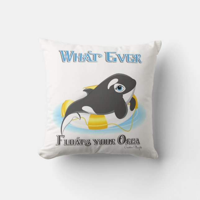Whatever Floats Your Orca Whale Cushion (Front)