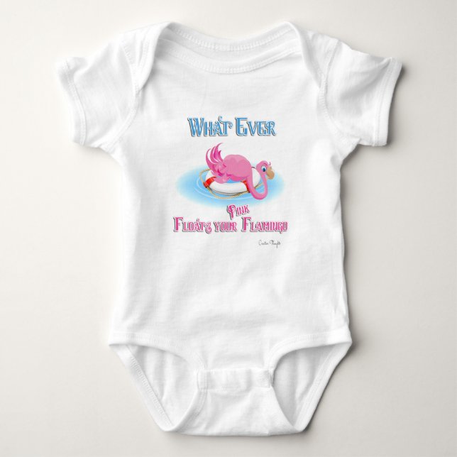 Whatever Floats Your Pink Flamingo Baby Bodysuit (Front)