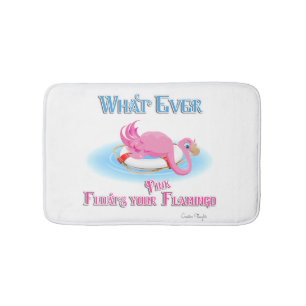 Whatever Floats Your Pink Flamingo Bath Mat