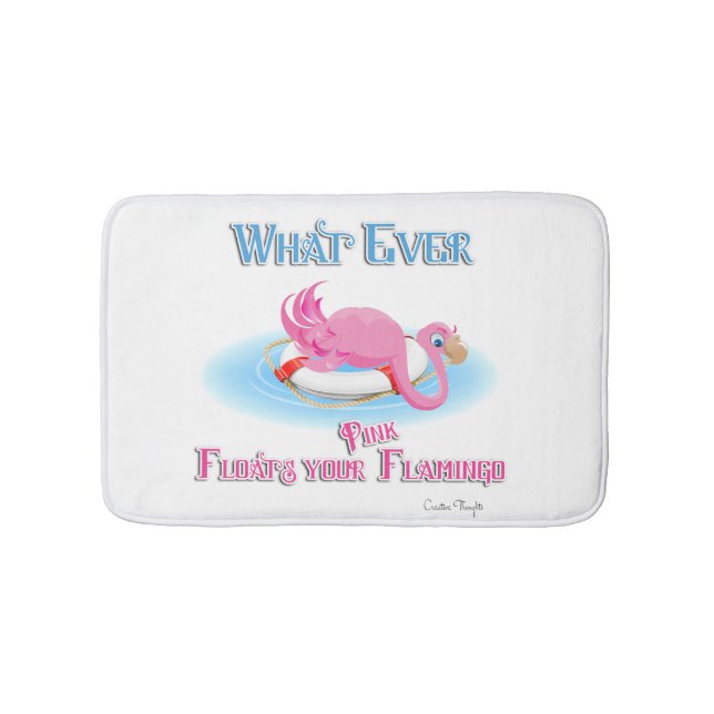 Whatever Floats Your Pink Flamingo Bath Mat (Front)