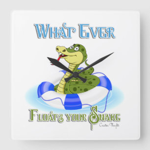 Whatever Floats your Snake Square Wall Clock