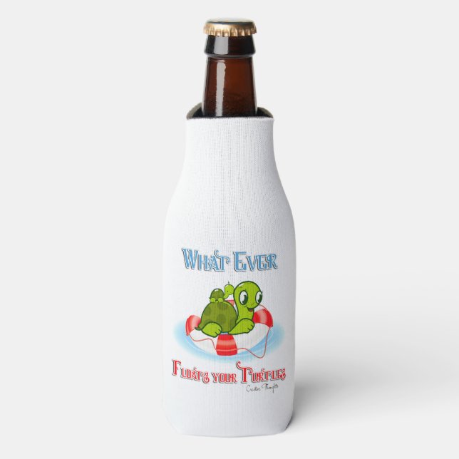 Whatever Floats Your Turtles 2 Bottle Cooler (Bottle Front)