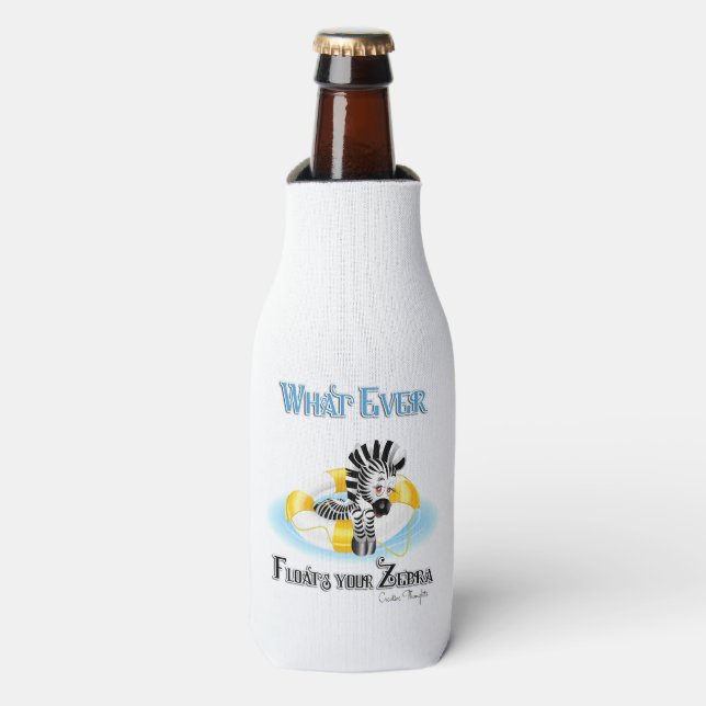 Whatever Floats Your Zebra 3 Bottle Cooler (Bottle Front)