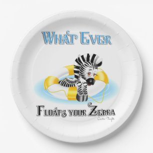 Whatever Floats Your Zebra 3 Paper Plate