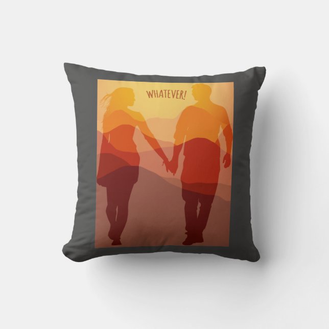 Whatever forever romantic couple holding hands cushion (Front)