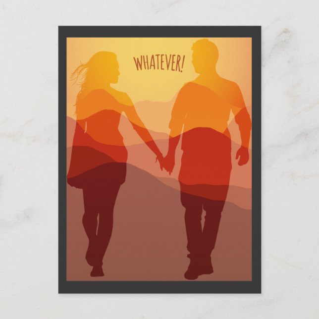 Whatever forever romantic couple holding hands postcard (Front)