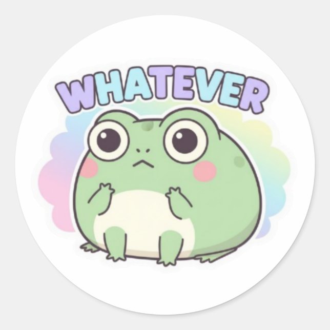 Whatever Frog Sticker Cute Eye Roll Frog Attitude  (Front)