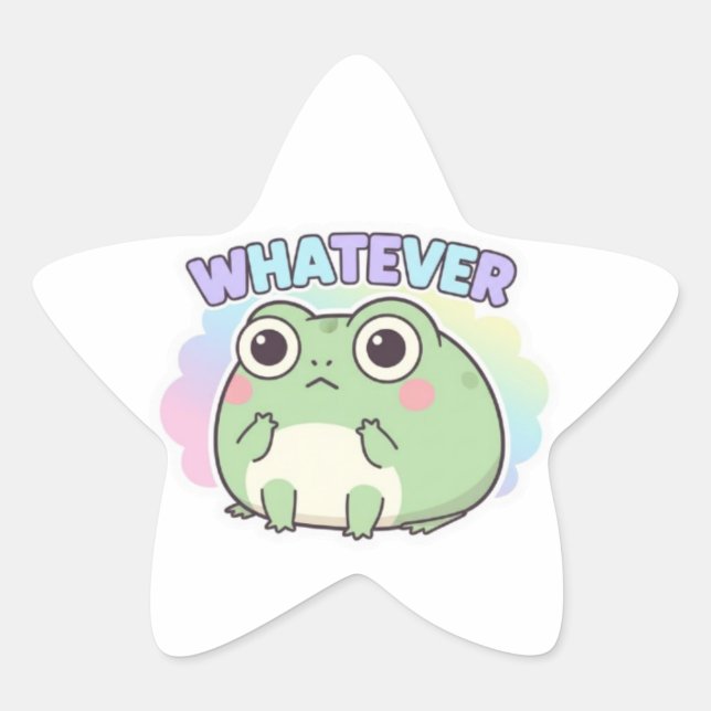 Whatever Frog Sticker Cute Eye Roll Frog Attitude  (Front)