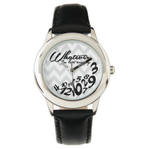 whatever, I'm late anyway - grey & white chevron Watch