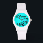 whatever, I'm late anyway - mint green Watch<br><div class="desc">Personalised mint green and white.  Whatever,  I'm late anyway watch.  Funny and cool. 

 Custom design request accepted. Click the 'ask the designer link" below.</div>