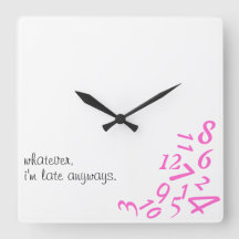 ~Whatever, I'm Late Anyways~ WALL CLOCK, PINK