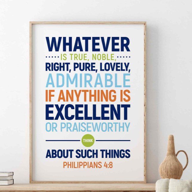 Whatever Is True Noble Right, Philippians 4:8 Post Poster (Creator Uploaded)
