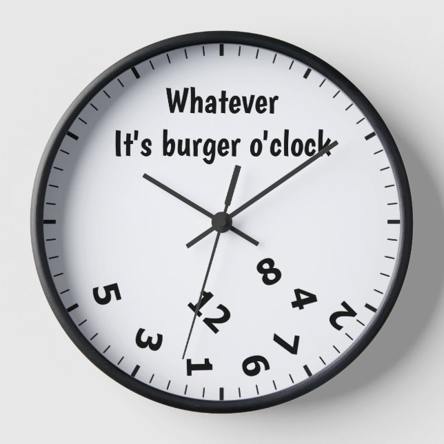 Whatever it's Burger O'clock Hamburger Restaurant Clock (Front)