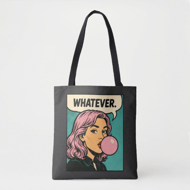 “Whatever” Retro Comic Tote Bag (Front)
