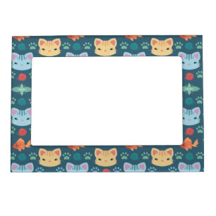 What's Cool, Kitty Cat in Blue and Yellow Magnetic Frame
