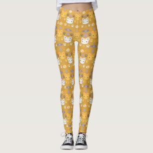 What's Cool, Kitty Cat in Yellow and Lavender Leggings