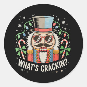 What's Crackin Christmas Nutcracker Xmas Holiday Classic Round Sticker