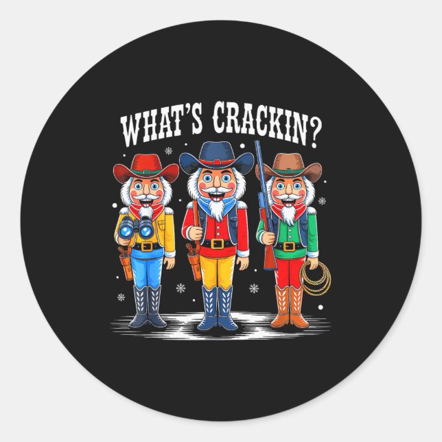 What's Crackin_ Nutcracker Christmas Family Xmas P Classic Round Sticker (Front)