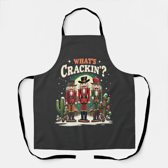 What's Cracking Nutcracker Cactus Christmas Funny Apron (Front)
