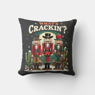 What's Cracking Nutcracker Cactus Christmas Funny Cushion