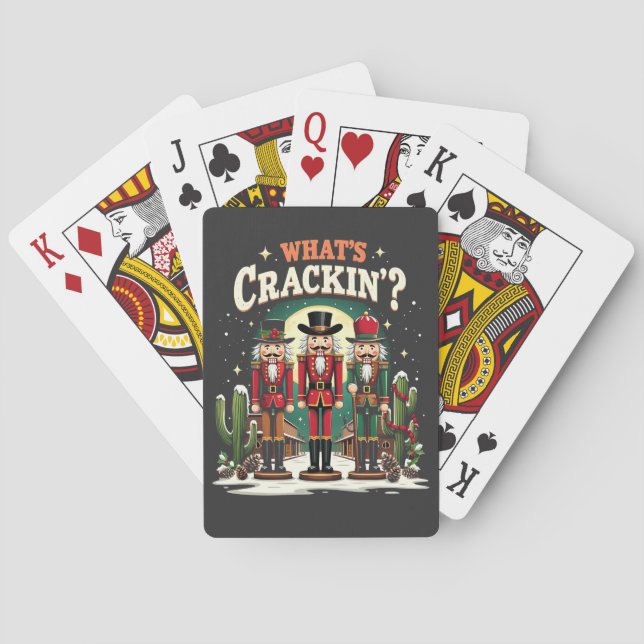 What's Cracking Nutcracker Cactus Christmas Funny Playing Cards (Back)
