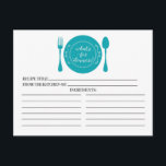 What's for Dinner Bridal Shower Recipe Cards<br><div class="desc">Contemporary Bridal Shower Kitchen Recipe Cards featuring a stylish blue dish with a fork & spoon set on a crisp white background. The front of our recipe card offers room for a recipe title, from the kitchen of and ingredients space. Flip our recipe card over to view directions, prep time...</div>