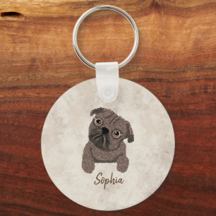 What's in a Pugaccino-Cute Dog-Pug- Key Ring