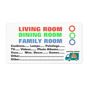 What's In The Box Moving  Labels -Liv/Fam/Din Room